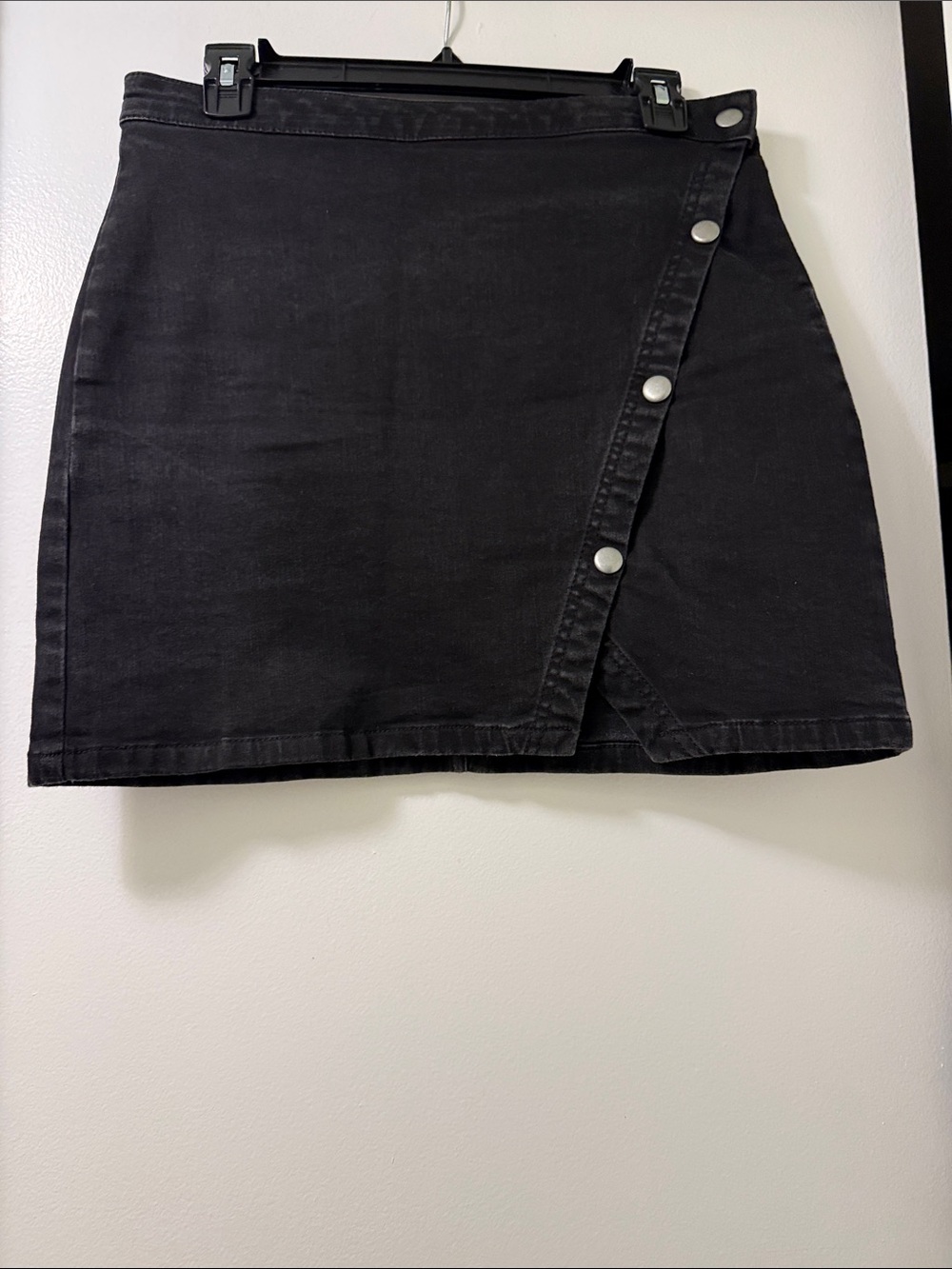 We The Free Black Asymmetrical Snap Mini Skirt
